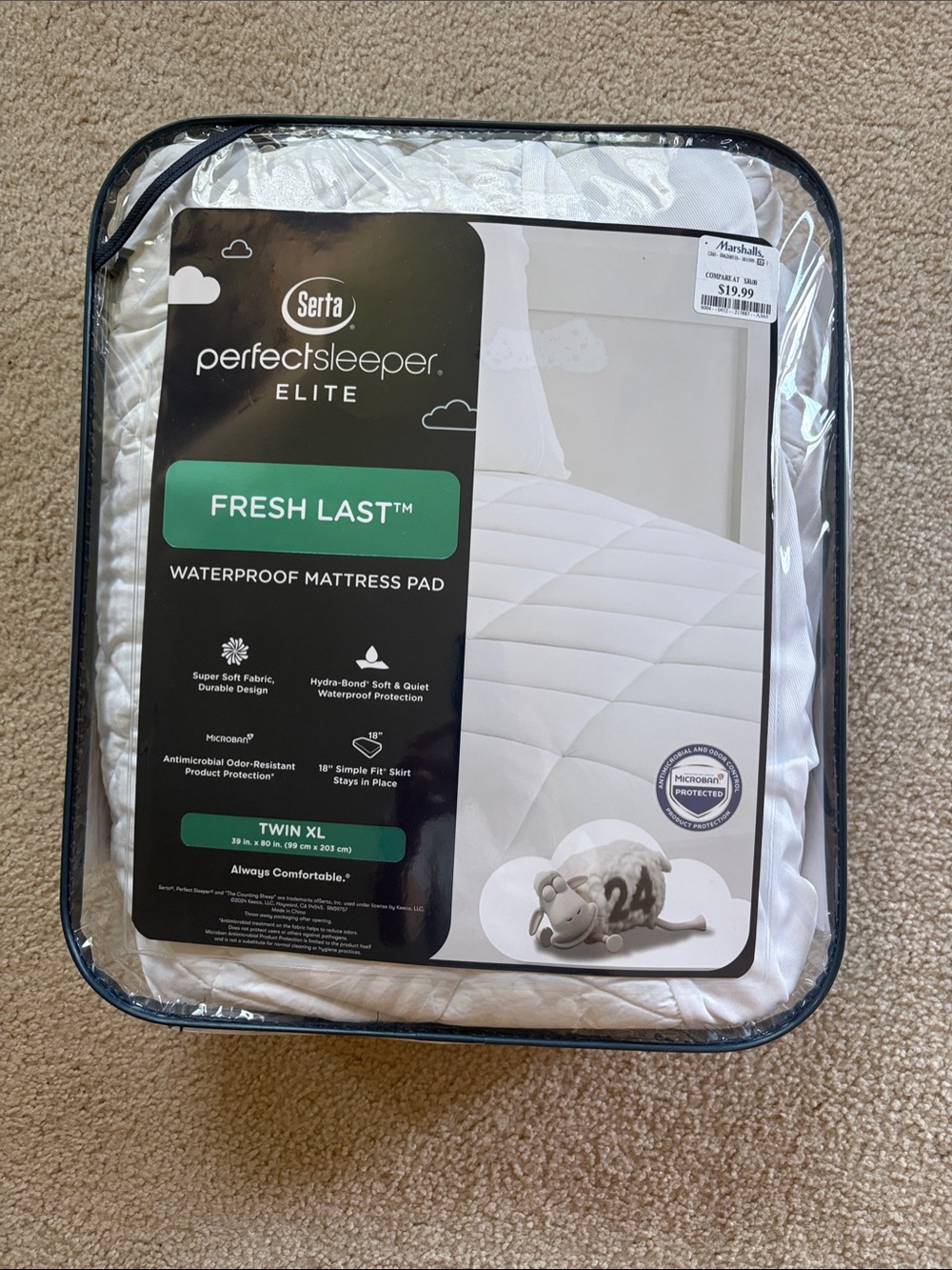 Serta Perfect Sleeper Elite Fresh Last Waterproof Mattress Pad - White Twin XL